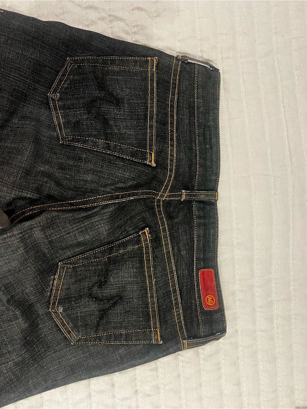 AG The Club Black Cropped Flare Jeans 27 Made in USA Raw Hem